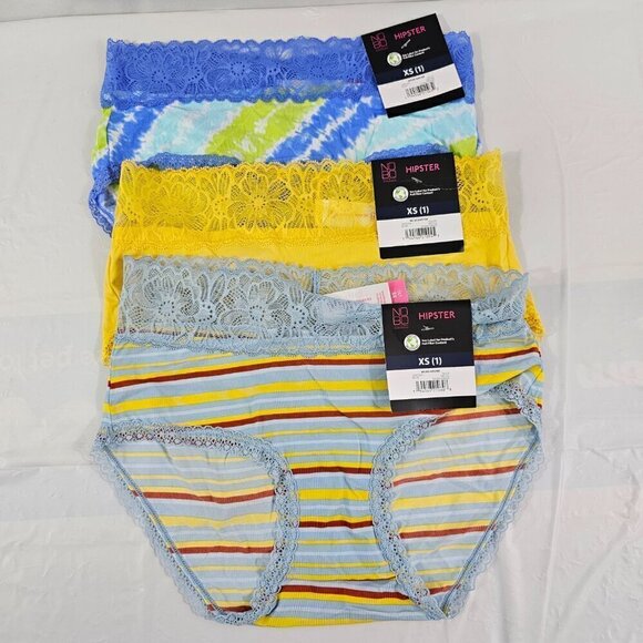 No Boundaries NOBO Micro Lace 4-Pack Multi-Color Hipster Panties - Size XS NWT - Picture 9 of 15